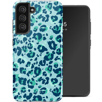 Selencia Vivid Backcover voor de Samsung Galaxy S21 FE - Wild Spots Light Blue Meerkleurig