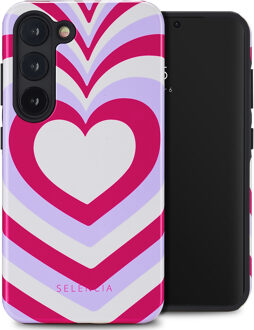 Selencia Vivid Backcover voor de Samsung Galaxy S23 - Double Hearts Rubine Red Lilac Meerkleurig