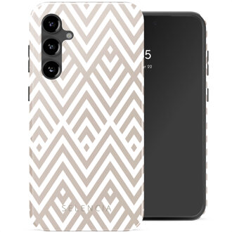 Selencia Vivid Backcover voor de Samsung Galaxy S23 FE - Beige Zigzag Meerkleurig