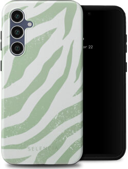 Selencia Vivid Backcover voor de Samsung Galaxy S23 FE - Colorful Zebra Sage Green Meerkleurig