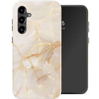 Selencia Vivid Backcover voor de Samsung Galaxy S23 FE - Golden Beige Marble Meerkleurig