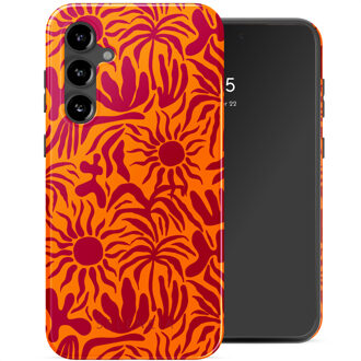Selencia Vivid Backcover voor de Samsung Galaxy S23 FE - Tropical Vibes Apricot Meerkleurig