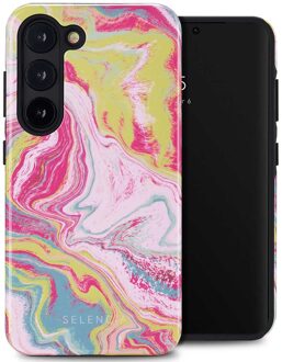 Selencia Vivid Backcover voor de Samsung Galaxy S23 - Marble Pink Meerkleurig