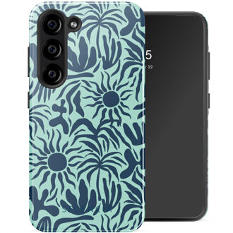 Selencia Vivid Backcover voor de Samsung Galaxy S23 - Tropical Vibes Light Blue Meerkleurig