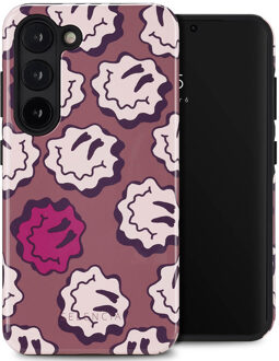 Selencia Vivid Backcover voor de Samsung Galaxy S23 - Wavy Smiley Pink Meerkleurig