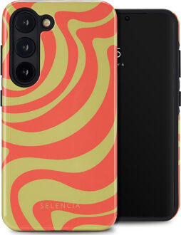 Selencia Vivid Backcover voor de Samsung Galaxy S23 - Wavy Swirl Orange Fern Meerkleurig