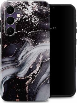 Selencia Vivid Backcover voor de Samsung Galaxy S24 FE - Chic Marble Black Meerkleurig