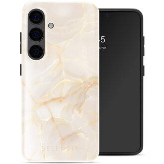 Selencia Vivid Backcover voor de Samsung Galaxy S24 - Golden Beige Marble Meerkleurig