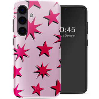 Selencia Vivid Backcover voor de Samsung Galaxy S24 - Stars Rubine Red Light Pink Meerkleurig