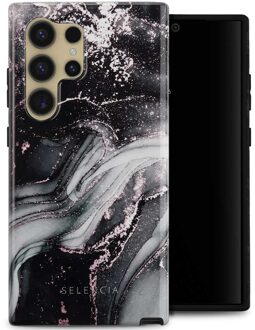 Selencia Vivid Backcover voor de Samsung Galaxy S24 Ultra - Chic Marble Black Meerkleurig
