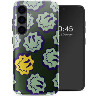 Selencia Vivid Backcover voor de Samsung Galaxy S24 - Wavy Smiley Green Meerkleurig
