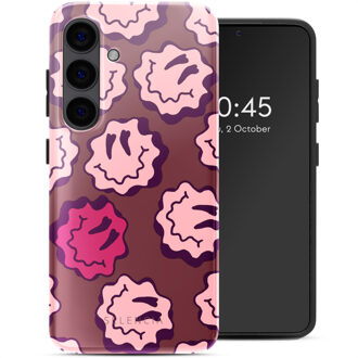 Selencia Vivid Backcover voor de Samsung Galaxy S24 - Wavy Smiley Pink Meerkleurig