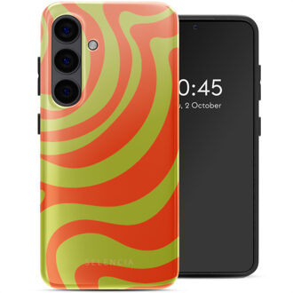 Selencia Vivid Backcover voor de Samsung Galaxy S24 - Wavy Swirl Orange Fern Meerkleurig