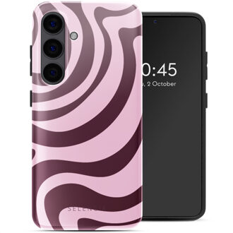 Selencia Vivid Backcover voor de Samsung Galaxy S24 - Wavy Swirl Pink Plum Meerkleurig