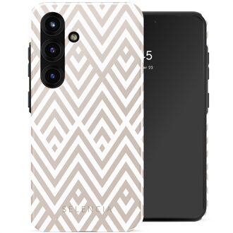 Selencia Vivid Backcover voor de Samsung Galaxy S25 - Beige Zigzag Meerkleurig