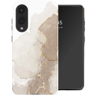 Selencia Vivid Backcover voor de Samsung Galaxy S25 Edge - Marble Light Brown Meerkleurig