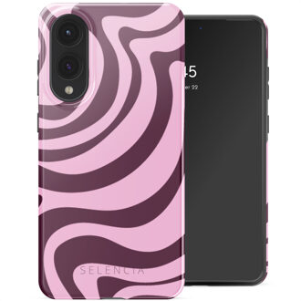 Selencia Vivid Backcover voor de Samsung Galaxy S25 Edge - Wavy Swirl Pink Plum Meerkleurig