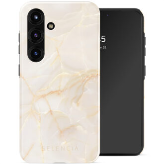 Selencia Vivid Backcover voor de Samsung Galaxy S25 - Golden Beige Marble Meerkleurig