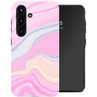 Selencia Vivid Backcover voor de Samsung Galaxy S25 - Pastel Lipstick Marble Meerkleurig