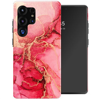Selencia Vivid Backcover voor de Samsung Galaxy S25 Ultra - Rosy Marble Meerkleurig