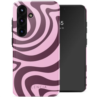 Selencia Vivid Backcover voor de Samsung Galaxy S25 - Wavy Swirl Pink Plum Meerkleurig