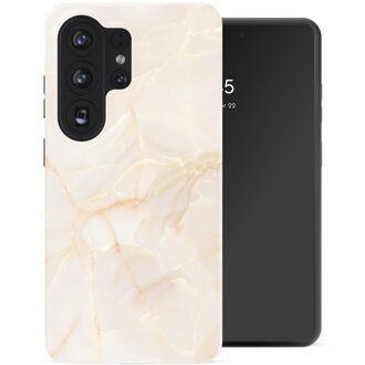 Selencia Vivid Backcover voor de Samsung Galaxy S26 Ultra - Golden Beige Marble Meerkleurig