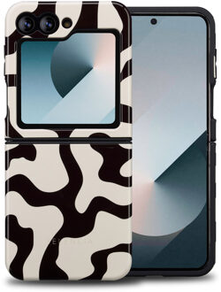 Selencia Vivid Backcover voor de Samsung Galaxy Z Flip 6 / Flip 7 FE - Art Wave Black Meerkleurig