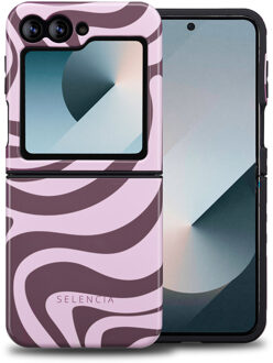 Selencia Vivid Backcover voor de Samsung Galaxy Z Flip 6 / Flip 7 FE - Wavy Swirl Pink Plum Meerkleurig