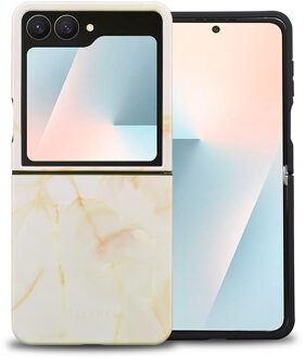 Selencia Vivid Backcover voor de Samsung Galaxy Z Flip 7 - Golden Beige Marble Meerkleurig