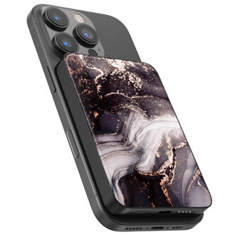 Selencia Vivid Powerbank 5.000 mAh - Draadloze Powerbank - Geschikt voor MagSafe en Qi - Black / Chic Marble Black Meerkleurig - One size