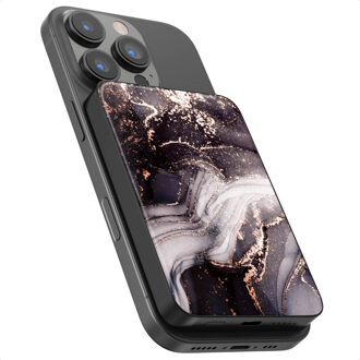Selencia Vivid Powerbank 5.000 mAh - Draadloze Powerbank - Geschikt voor MagSafe en Qi - Black / Chic Marble Black Meerkleurig - One size