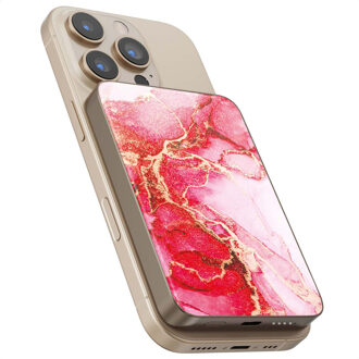 Selencia Vivid Powerbank 5.000 mAh - Draadloze Powerbank - Geschikt voor MagSafe en Qi - Desert Gold / Rosy Marble Meerkleurig - One size