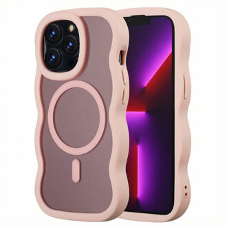 Selencia Wavy Backcover met MagSafe voor de Apple iPhone 13 Pro - Soft Pink Roze