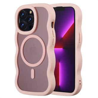 Selencia Wavy Backcover met MagSafe voor de Apple iPhone 13 Pro - Soft Pink Roze
