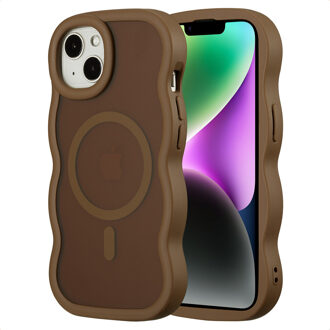 Selencia Wavy Backcover met MagSafe voor de Apple iPhone 14 / 13 - Mocha Brown Bruin
