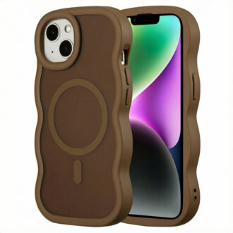 Selencia Wavy Backcover met MagSafe voor de Apple iPhone 14 / 13 - Mocha Brown Bruin