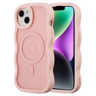 Selencia Wavy Backcover met MagSafe voor de Apple iPhone 14 / 13 - Soft Pink Roze