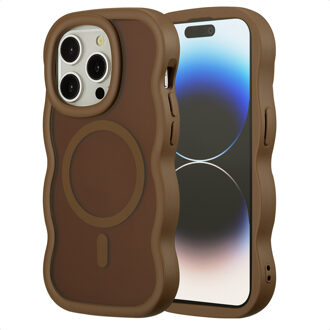 Selencia Wavy Backcover met MagSafe voor de Apple iPhone 14 Pro - Mocha Brown Bruin