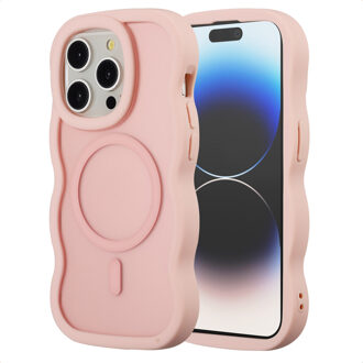 Selencia Wavy Backcover met MagSafe voor de Apple iPhone 14 Pro - Soft Pink Roze