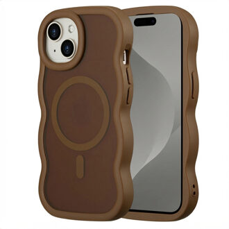 Selencia Wavy Backcover met MagSafe voor de Apple iPhone 15 - Mocha Brown Bruin