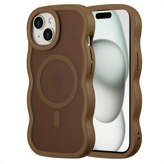 Selencia Wavy Backcover met MagSafe voor de Apple iPhone 15 - Mocha Brown Bruin