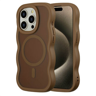 Selencia Wavy Backcover met MagSafe voor de Apple iPhone 15 Pro - Mocha Brown Bruin