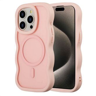 Selencia Wavy Backcover met MagSafe voor de Apple iPhone 15 Pro - Soft Pink Roze