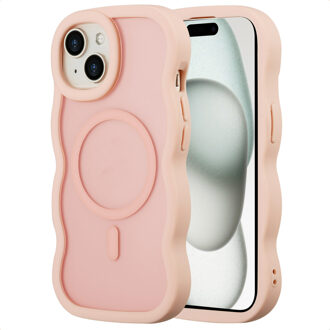 Selencia Wavy Backcover met MagSafe voor de Apple iPhone 15 - Soft Pink Roze