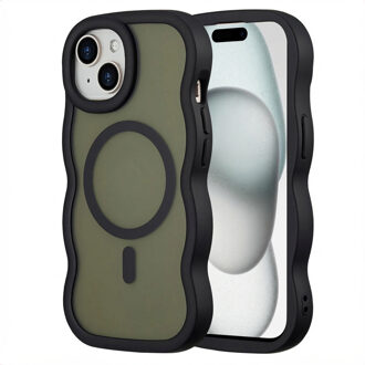 Selencia Wavy Backcover met MagSafe voor de Apple iPhone 15 - Zwart