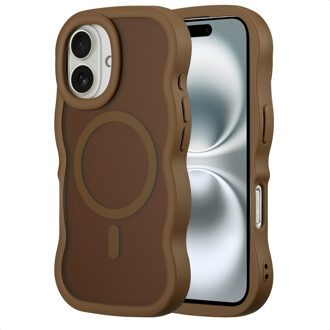 Selencia Wavy Backcover met MagSafe voor de Apple iPhone 16 - Mocha Brown Bruin