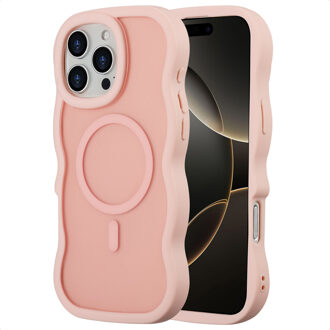 Selencia Wavy Backcover met MagSafe voor de Apple iPhone 16 Pro Max - Soft Pink Roze