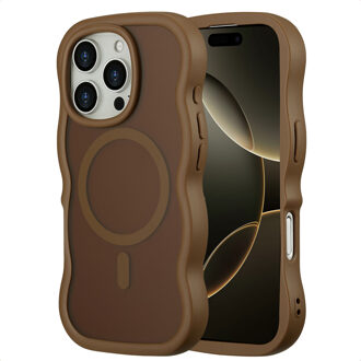 Selencia Wavy Backcover met MagSafe voor de Apple iPhone 16 Pro - Mocha Brown Bruin