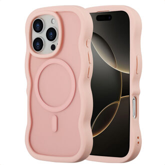 Selencia Wavy Backcover met MagSafe voor de Apple iPhone 16 Pro - Soft Pink Roze
