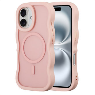 Selencia Wavy Backcover met MagSafe voor de Apple iPhone 16 - Soft Pink Roze